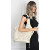 Torebka Damska Ażurowa Worek Shopper 2w1 Modna Pojemna Torba CH28 Beżowa
