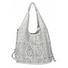 Torebka Damska Ażurowa Worek Shopper 2w1 Modna Pojemna Torba CH28 Srebrna