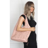 Torebka Damska Ażurowa Worek Shopper 2w1 Modna Pojemna Torba CH28 Różowa