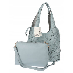 Torebka Damska Ażurowa Worek Shopper 2w1 Modna Pojemna Torba CH28 Niebieska