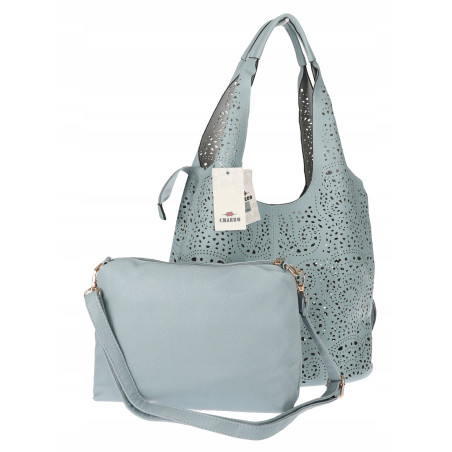 Torebka Damska Ażurowa Worek Shopper 2w1 Modna Pojemna Torba CH28 Niebieska
