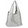 Torebka Damska Ażurowa Worek Shopper 2w1 Modna Pojemna Torba CH28 Srebrna
