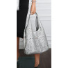 Torebka Damska Ażurowa Worek Shopper 2w1 Modna Pojemna Torba CH28 Srebrna