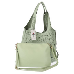 Torebka Damska Ażurowa Worek Shopper 2w1 Modna Pojemna Torba CH28 Zielona