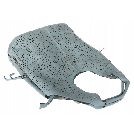 Torebka Damska Ażurowa Worek Shopper 2w1 Modna Pojemna Torba CH28 Niebieska