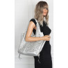 Torebka Damska Ażurowa Worek Shopper 2w1 Modna Pojemna Torba CH28 Srebrna