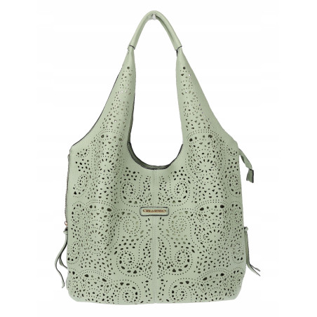 Torebka Damska Ażurowa Worek Shopper 2w1 Modna Pojemna Torba CH28 Zielona
