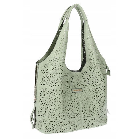 Torebka Damska Ażurowa Worek Shopper 2w1 Modna Pojemna Torba CH28 Zielona