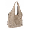 Torebka Damska Ażurowa Worek Shopper 2w1 Modna Pojemna Torba CH28 Beżowa