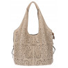 Torebka Damska Ażurowa Worek Shopper 2w1 Modna Pojemna Torba CH28 Beżowa