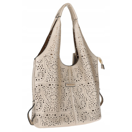 Torebka Damska Ażurowa Worek Shopper 2w1 Modna Pojemna Torba CH28 Złota