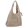 Torebka Damska Ażurowa Worek Shopper 2w1 Modna Pojemna Torba CH28 Beżowa