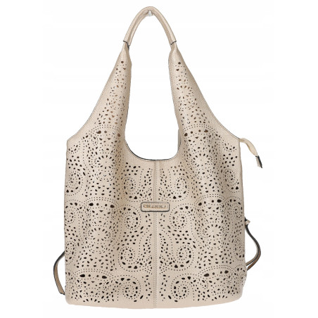 Torebka Damska Ażurowa Worek Shopper 2w1 Modna Pojemna Torba CH28 Złota