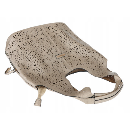 Torebka Damska Ażurowa Worek Shopper 2w1 Modna Pojemna Torba CH28 Złota