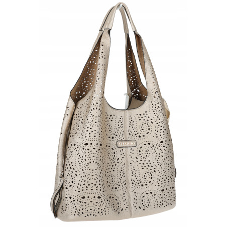 Torebka Damska Ażurowa Worek Shopper 2w1 Modna Pojemna Torba CH28 Złota