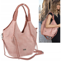 Torebka damska worek shopper na ramię duża pajemna casual CC6701 Różowa