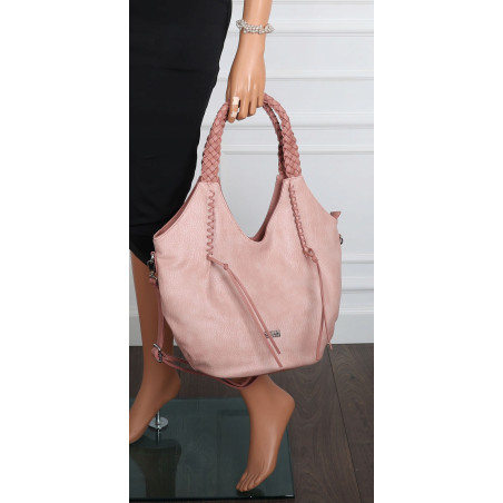 Torebka damska worek shopper na ramię duża pajemna casual CC6701 Różowa