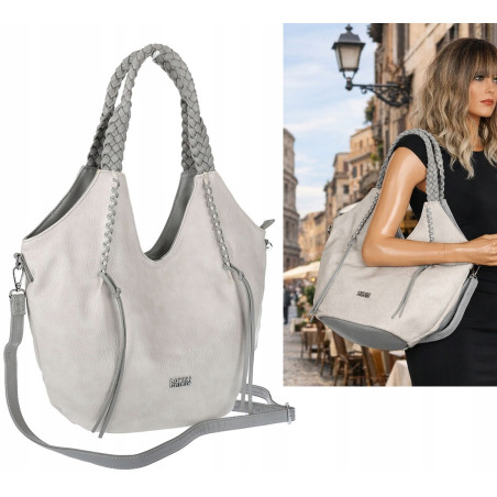 Torebka damska worek shopper na ramię duża pajemna casual CC6701 Szara