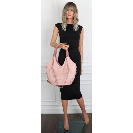 Torebka damska worek shopper na ramię duża pajemna casual CC6701 Różowa