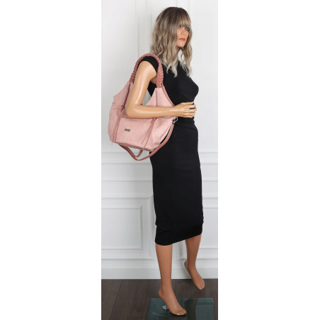 Torebka damska worek shopper na ramię duża pajemna casual CC6701 Różowa