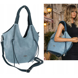 Torebka damska worek shopper na ramię duża pajemna casual CC6701 Niebieska