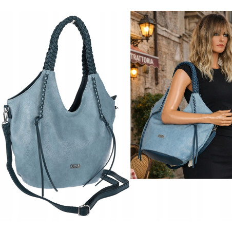 Torebka damska worek shopper na ramię duża pajemna casual CC6701 Niebieska