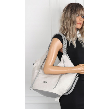 Torebka damska worek shopper na ramię duża pajemna casual CC6701 Szara