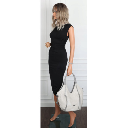 Torebka damska worek shopper na ramię duża pajemna casual CC6701 Szara
