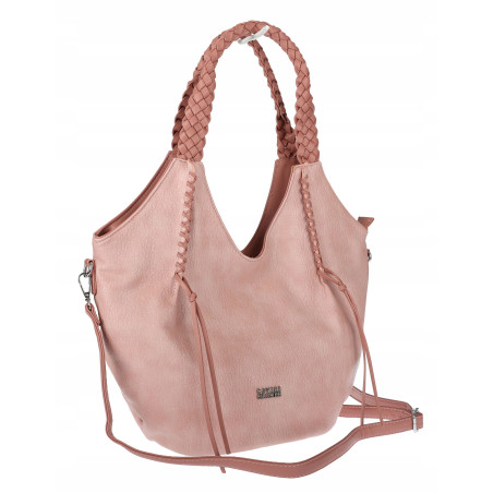 Torebka damska worek shopper na ramię duża pajemna casual CC6701 Różowa