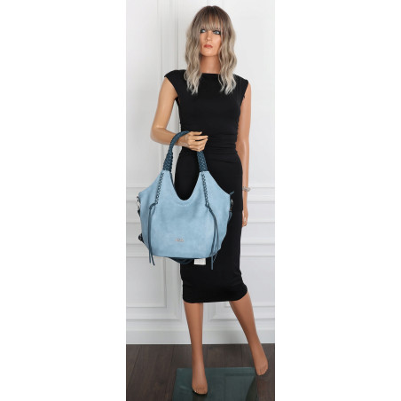 Torebka damska worek shopper na ramię duża pajemna casual CC6701 Niebieska