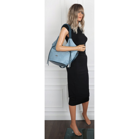 Torebka damska worek shopper na ramię duża pajemna casual CC6701 Niebieska