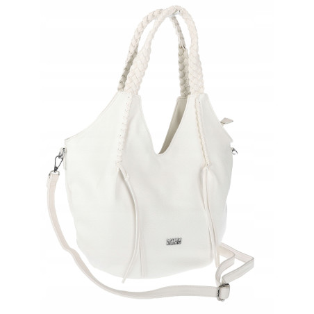 Torebka damska worek shopper na ramię duża pajemna casual CC6701 Biała