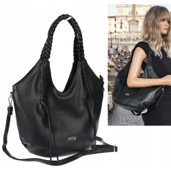 Torebka damska worek shopper na ramię duża pajemna casual CC6701 Czarna