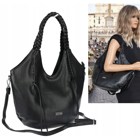Torebka damska worek shopper na ramię duża pajemna casual CC6701 Czarna