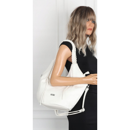 Torebka damska worek shopper na ramię duża pajemna casual CC6701 Biała