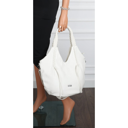 Torebka damska worek shopper na ramię duża pajemna casual CC6701 Biała