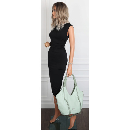 Torebka damska worek shopper na ramię duża pajemna casual CC6701 Zielona