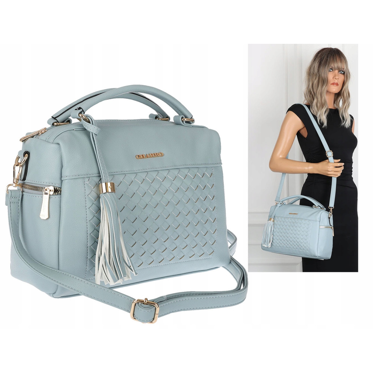 Torebka damska kuferek listonoszka pojemna na ramię casual CH2171 Niebieska