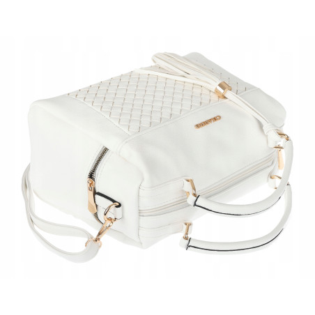 Torebka damska kuferek listonoszka pojemna na ramię casual CH2171 Biała
