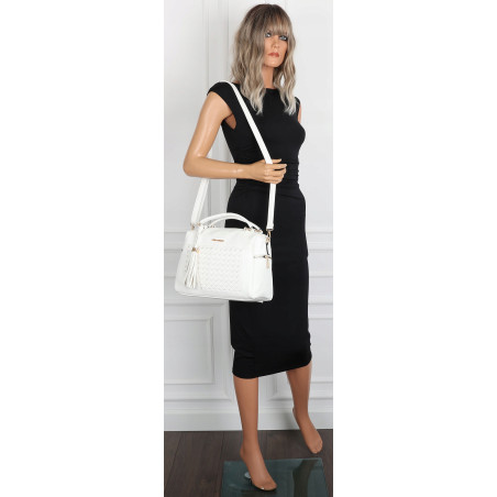 Torebka damska kuferek listonoszka pojemna na ramię casual CH2171 Biała