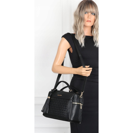 Torebka damska kuferek listonoszka pojemna na ramię casual CH2171 Czarna
