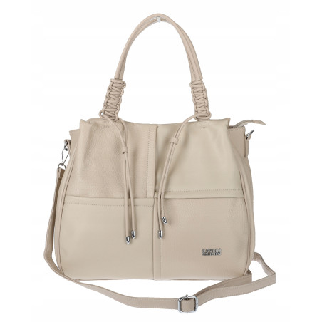 Torebka damska shopper worek pojemna na ramię torba modna CC6682 Beżowa