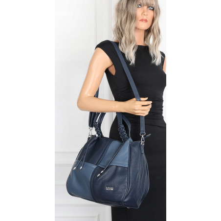 Torebka damska shopper worek pojemna na ramię torba modna CC6682 Granatowa