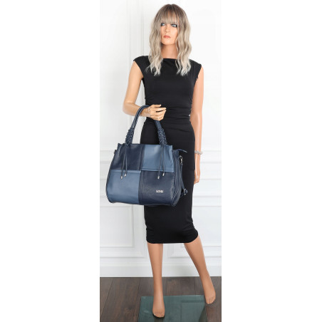 Torebka damska shopper worek pojemna na ramię torba modna CC6682 Granatowa