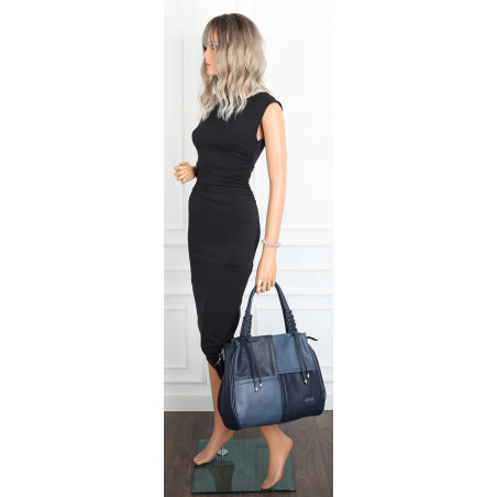 Torebka damska shopper worek pojemna na ramię torba modna CC6682 Granatowa