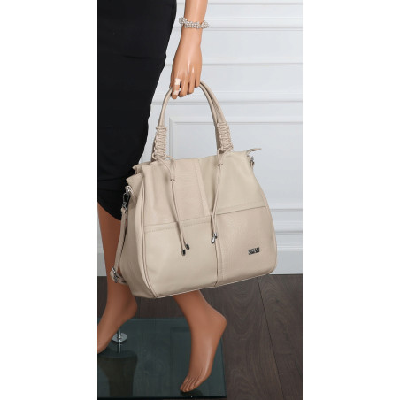 Torebka damska shopper worek pojemna na ramię torba modna CC6682 Beżowa