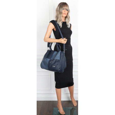 Torebka damska shopper worek pojemna na ramię torba modna CC6682 Granatowa