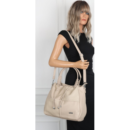 Torebka damska shopper worek pojemna na ramię torba modna CC6682 Beżowa