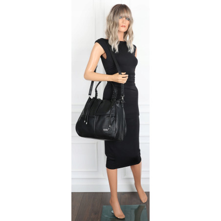 Torebka damska shopper worek pojemna na ramię torba modna CC6682 Czarna