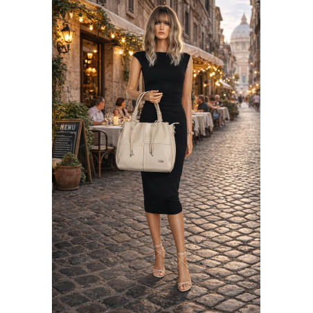 Torebka damska shopper worek pojemna na ramię torba modna CC6682 Beżowa